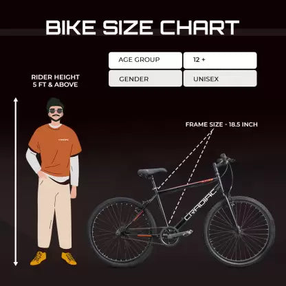 CRADIAC CITY X1 SINGLE SPEED 26 T Hybrid Cycle/City Bike  (Single Speed, Black) (OPEN BOX) CRADIAC CITY X1 SINGLE SPEED 26 T Hybrid Cycle/City Bike  (Single Speed, Black) (OPEN BOX)